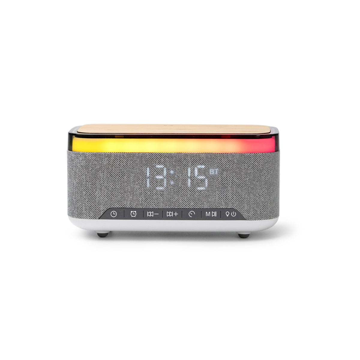 Altoparlante Bluetooth con sveglia, led e ricarica wireless