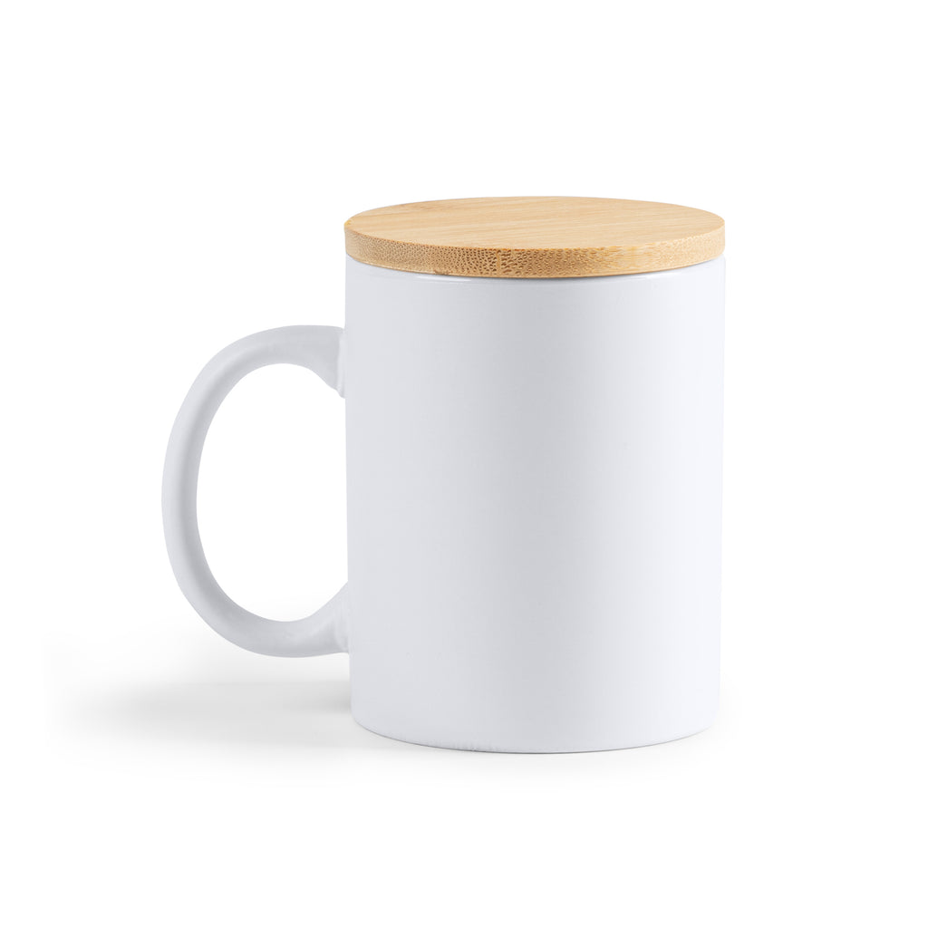 Tazza in Ceramica Opaca con Tappo in Bambù - 370 ml