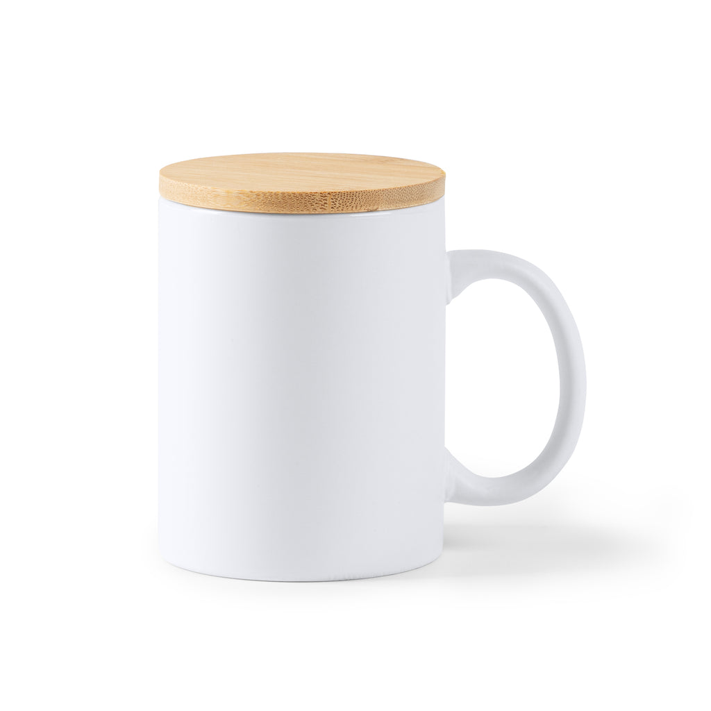 Tazza in Ceramica Opaca con Tappo in Bambù - 370 ml