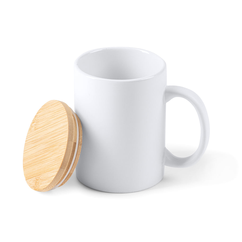 Tazza in Ceramica Opaca con Tappo in Bambù - 370 ml