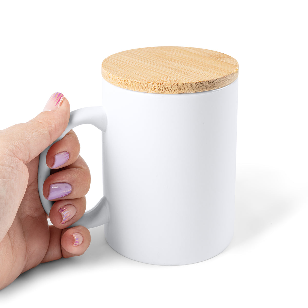Tazza in Ceramica Opaca con Tappo in Bambù - 370 ml