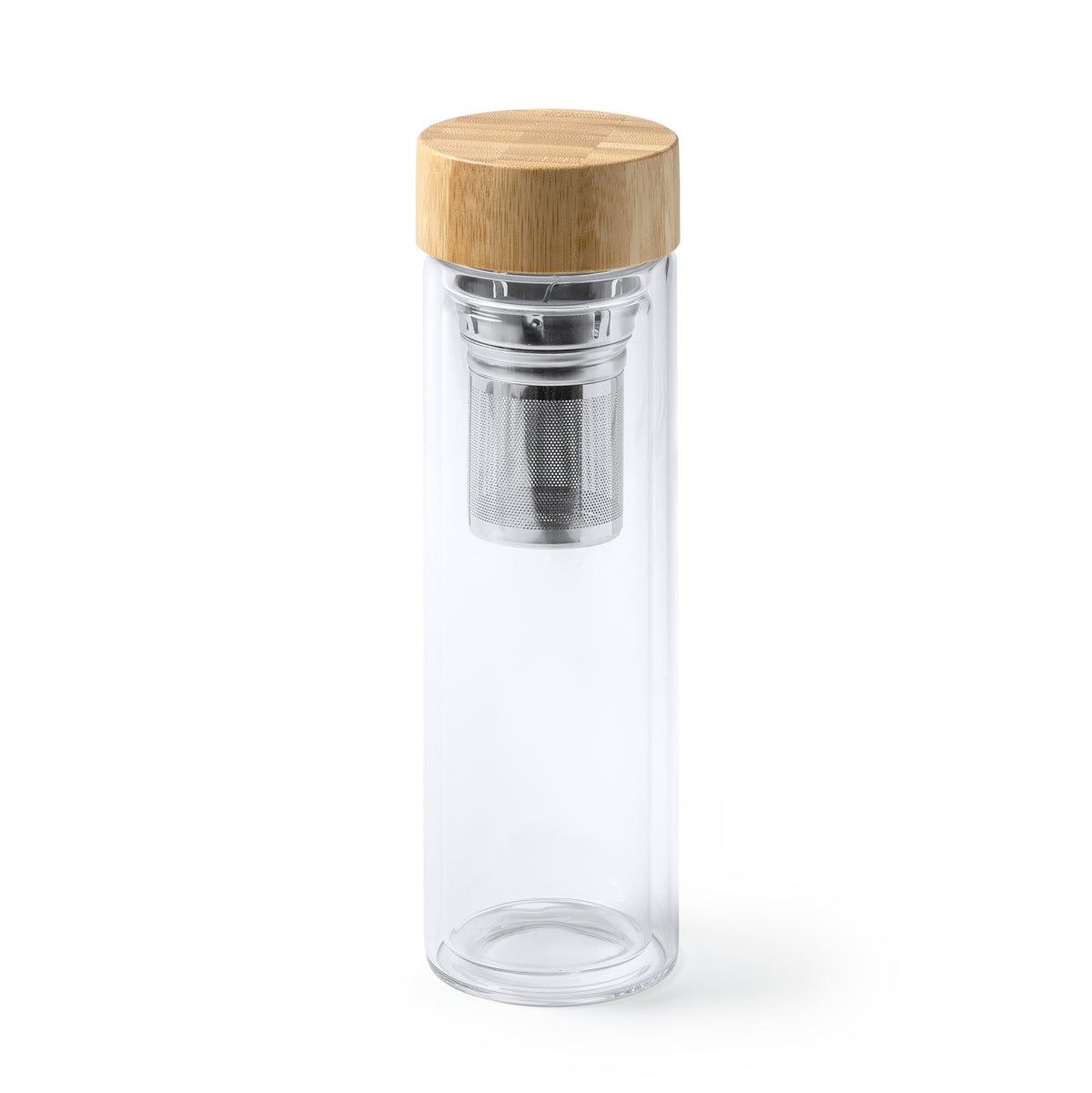 Borraccia in Vetro con Infusore e Tappo in Bambù – 450ml