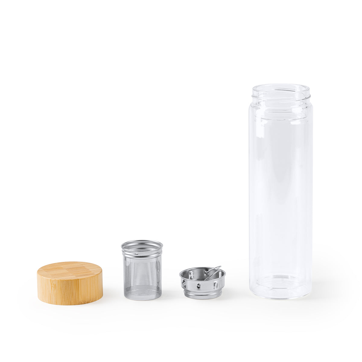 Borraccia in Vetro con Infusore e Tappo in Bambù – 450ml