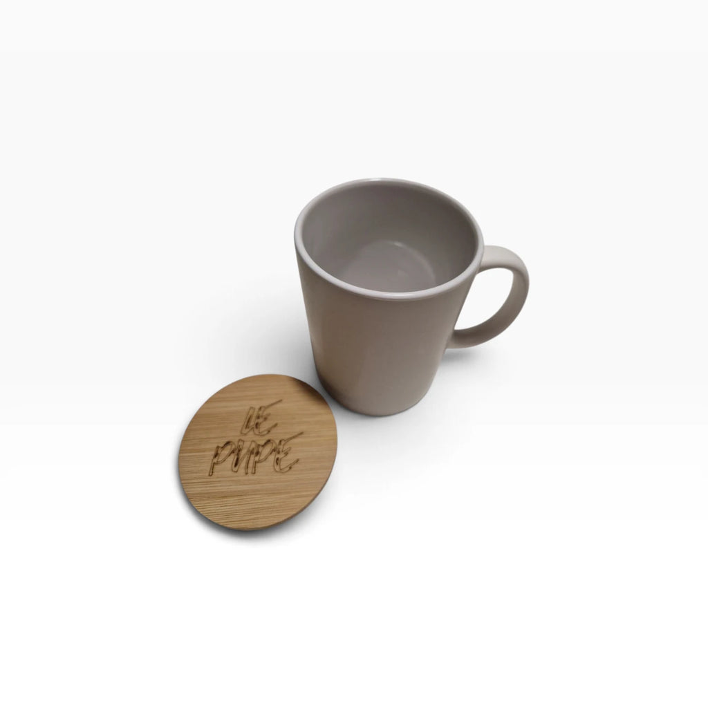 Tazza in Ceramica Opaca con Tappo in Bambù - 370 ml